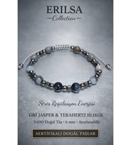 Sertifikalı Stres Regülasyon Enerjisi Dengeleyici Bileklik – Gri Jasper Terahertz Doğaltaş (Çok Renkli)