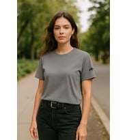 Kadın Bisiklet Yaka Basic Düz Kısa Kollu T-shirt