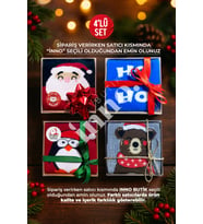 Unisex Yılbaşı Eğlenceli Desenli Kraft Kutulu Çorap 4'lü Set