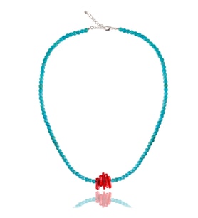 STONEAGE JEWELLERY Mercan Doğal Taş Turkuaz Kolye