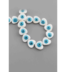 Sedef Doğal Taş Parlak Mavi Kalp Kesim 15x3mm Dizi [AA]