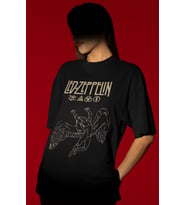 Tasarım Led Zeppelin Rock Metal Müzik Grubu Baskılı Unisex Oversize Tişört