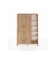 Arges Dolap 6 Raflı 4 Kapaklı Tek Askılı 132x30x195 Çam-Çam/Aytaşı