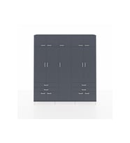 Arges Dolap 12 Raflı 4 Çekmeceli 2 Askılı 220x30x243 Antrasit-Antrasit/Antrasit