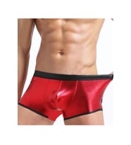 Fantezi Deri Görünümlü Kırmızı Erkek Boxer Tanga