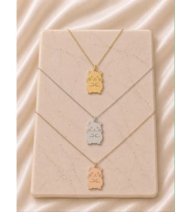 Kişiye Özel 925 Ayar Gümüş Minimalist Hamster Figürlü Kolye (Rose)