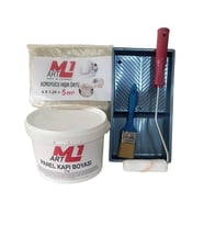 M1 ART Beyaz Su Bazlı Panel Kapı Boyası 3KG  Tava+Rulo+Örtü +Fırça -SET