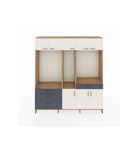 Hyperion Dolap 8 Raflı 4 Çekmeceli 3 Askılı 220x44x243 Çam-Aytaşı/Antrasit