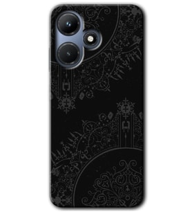 İnfinix Hot 30i Kılıf HD Desen Baskılı Kılıf - Siyah Mandala