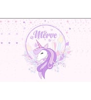 Mor Unicorn Temalı Doğum Günü Afişi 35X50 cm