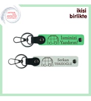 Karavanla Kurulan Dostluklara Özel, Yazılabilir Deri Anahtarlık Takım, Fıstık Yeşil-Beyaz