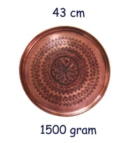 43 cm El İşlemeli Otantik Desenli Kalın Urfa Bakır Tepsi