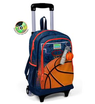 Coral High Kids Turuncu Lacivert Basketbol Desenli Üç Bölmeli Çekçekli Okul Sırt Çantası 23966