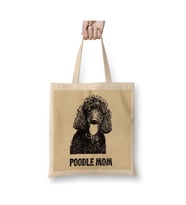 Poodle Mom Dogs Köpek Beyaz Bez Çanta Uzun Saplı Alışveriş Çantası Plaj Çantası