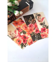 12'li Yağlı Boya Çiçek Serisi Kitap Ayracı - Kalın Kuşe - 4,5x15cm Çiçekli Ayraç
