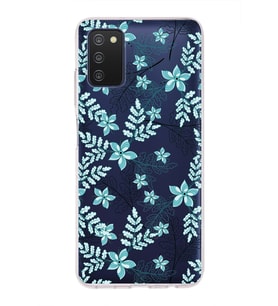 Samsung Galaxy A03s Uyumlu Kapak Floral Su Yeşili Tasarımlı Şeffaf Silikon Kılıf