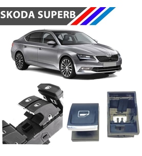 Skoda SuperB Cam Açma Düğme Tuş Butonu Krom Uçlu 1 Adet 2015+