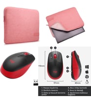 Case Logic Reflect Pembe 35,6 Cm 14 inç+Logitech m191 Siyah Kırmızı Mouse Set (Açık Pembe)