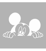 Mickey Mouse Araba Sticker  siyah 20x13 CM (Beyaz)