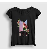 Presmono Kadın Siyah Roses Bts T-Shirt 22583tt