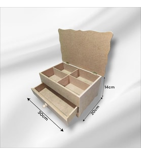 Ahşap-boyanabilir-4 bölmeli-1 çekmeceli- Takı-makyaj-aksesuar Dekoratif-çok Amaçlı Organizer Kutu