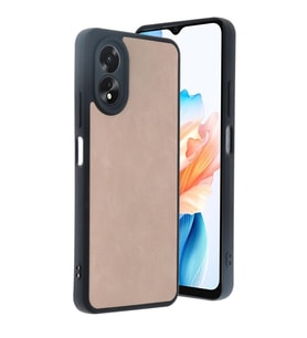 Oppo A38 Kılıf Aras Deri Kapak - Pudra