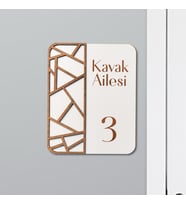 Kişiye Özel MDF Kapı Süsü Aile İsimli Modern Dekoratif Kapı ve Duvar Süsü Siyah Beyaz