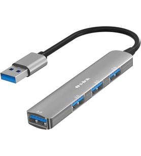 S-link SW-U333 USB Hub 4 Port Metal USB Çoklayıcı, 1x USB 3.0 + 3x USB 2.0, 5Gbps Hızlı Veri Aktarımı, Slim Alüminyum Tasarım, Tak Çalıştır USB Çoğaltıcı Hub, Laptop PC Uyumlu