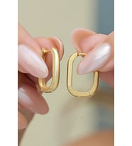 925 Ayar Gümüş Gold Kaplama Taşsız U Şeklinde Küpe