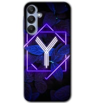 Galaxy A35 Kılıf HD Desen Baskılı Kılıf - Dark Neon Yaprak Y Harfi