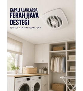 120 mm Dekoratif Aspiratör 16 W 180 m³/h Banyo Mutfak ve WC Halandırma Fanı