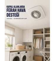 120 mm Dekoratif Aspiratör 16 W 180 m³/h Banyo Mutfak ve WC Halandırma Fanı