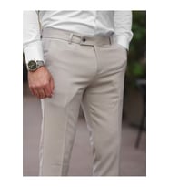 A Kalite Slim Fit Likralı Kumaş Pantolon (Krem)
