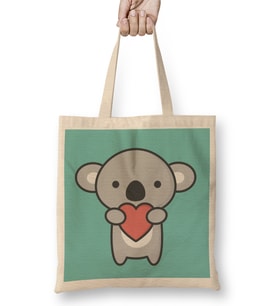 Kawaii Cute Koala With Heart 01 Bez Çanta Uzun Saplı