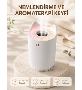 Aroma Difüzör Hava Nemlendirici Sessiz Çalışma LED Gece Lambası