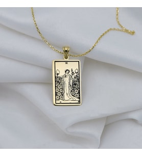 Altın Kaplama Nine of Pentacles Tarot Gümüş Kolye