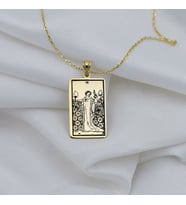 Altın Kaplama Nine of Pentacles Tarot Gümüş Kolye
