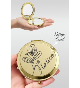 Kişiye Özel İsim Baskılı Premium Gold Cep Aynası Makyaj Aynası - Gün Işığı