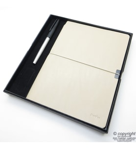Scrikss İsme Özel Verona Bej Defter & İsme Özel Metal Roller Kalem Seti