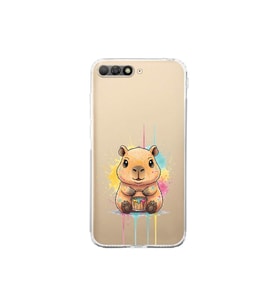Huawei Y6 2018 ile Uyumlu Splash Kapibara Tasarımlı Şeffaf Silikon Kılıf