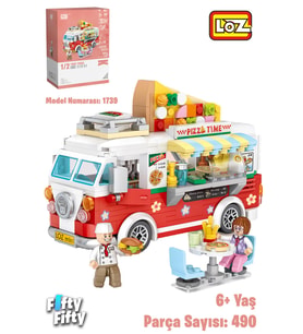 Loz Mini Block Serisi Food Truck/pizza Kamyonu -LZ1739 (490 Parça) Oyuncak Yapım Seti