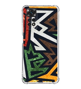 Xiaomi Redmi Note 11 Kamera ve Köşe Korumalı  Antishock Kapak Soyut Grafiti Tasarımlı Şeffaf Kılıf