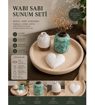 Wabi Sabi El Yapımı 4 Parça Dekoratif Sunum Seti – Doğal ve Zamansız Tasarım