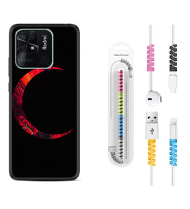 Xiaomi Redmi Note 7 8 9 Pro 10 2022 10 Pro 10S Kılıf Kablo Koruma Spiral Silikon Red Moons 1747