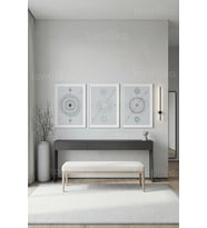 Modern Geometrik Soyut Çizim 3’lü Ahşap Çerçeveli Tablo Seti