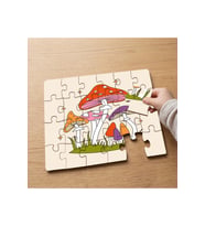 Rengarenk Mantarlar Tasarımlı 24 Parça Ahşap Çocuk Puzzle MPK0035