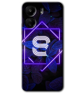 Xiaomi Redmi 13C Kılıf HD Desen Baskılı Kılıf - Dark Neon Yaprak S Harfi