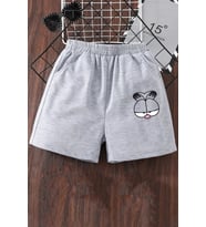 Tasarım Baskılı Pamuk Unisex Penye Short (Gri)