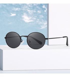 Oval Güneş Gözlüğü  Sarı Çerçeve Siyah Cam Unisex Siyah-Tek Ebat