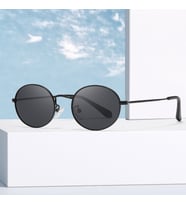 Oval Güneş Gözlüğü  Sarı Çerçeve Siyah Cam Unisex Siyah-Tek Ebat